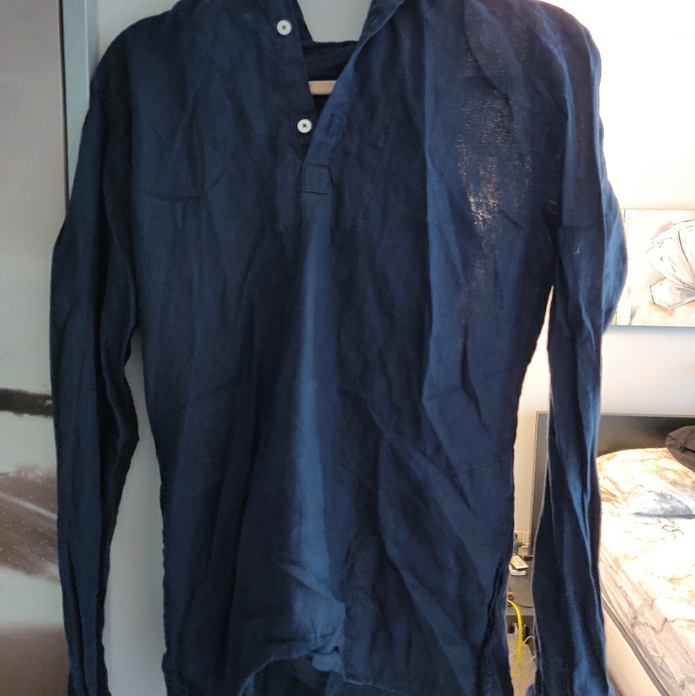 Linen Pullover Shirt Hoodie